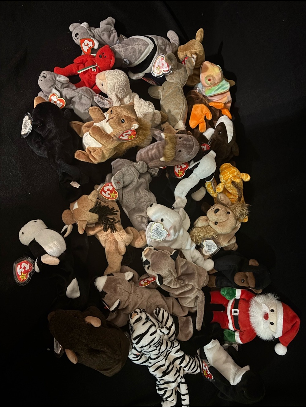 TY Beanie Babies lot of 26 animals and Santa Claus all Mint Condition with tag